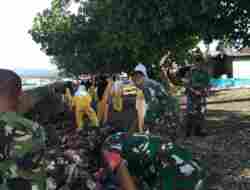 Kodim 1505 Tidore, Gandeng Pelajar dan Warga Bersihkan Sampah di Pantai