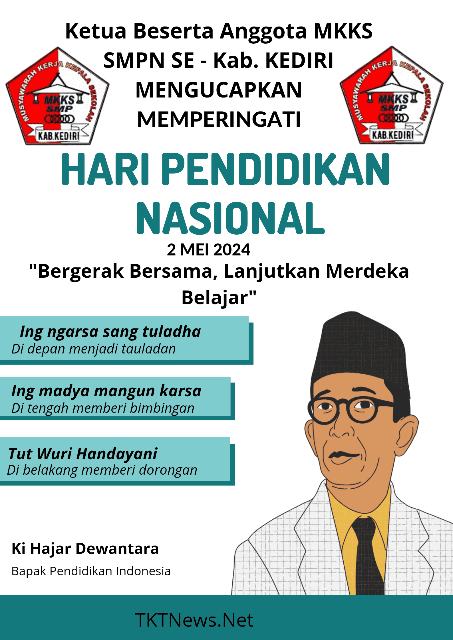 Ketua Beserta Anggota MKKS SMPN SE kabupaten Kediri mengucapkan selamat memperingati Hari Pendidikan Nasional 2024